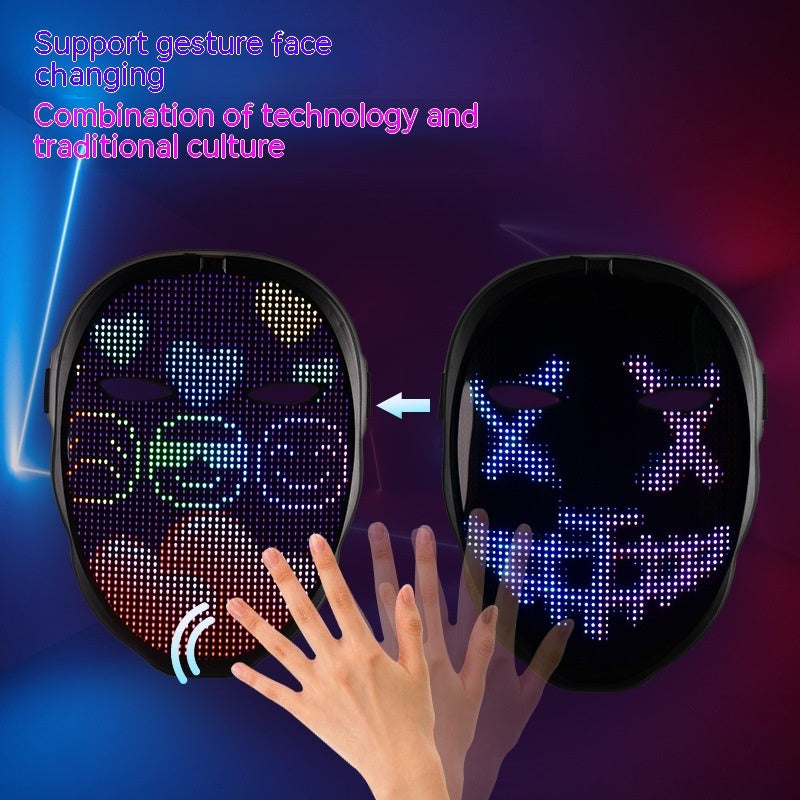 Masque Lumineux LED Multicolore – Effet Visage Changeant pour Soirées & Halloween