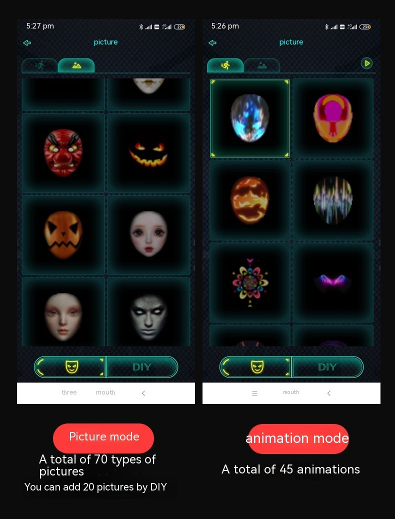 Masque Lumineux LED Multicolore – Effet Visage Changeant pour Soirées & Halloween