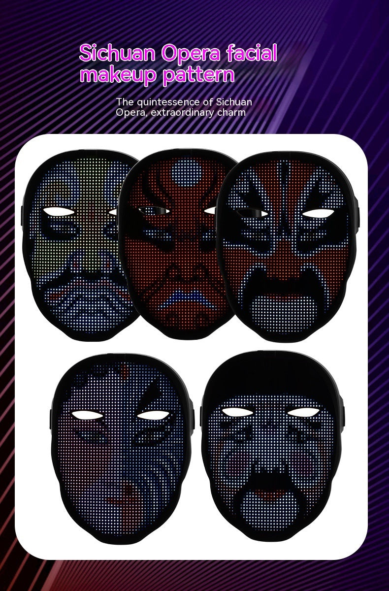 Masque Lumineux LED Multicolore – Effet Visage Changeant pour Soirées & Halloween
